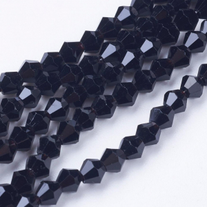 Margele sticla si cristal - Margele de sticla, bicon negru, imitatie de cristal - 4 mm-1 bucata