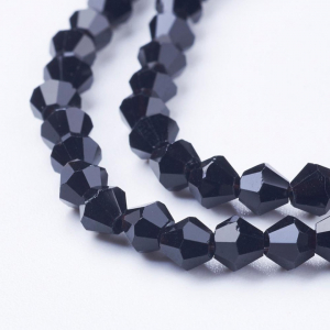 Margele de sticla, bicon negru, imitatie de cristal - 4 mm-1 bucata [1]
