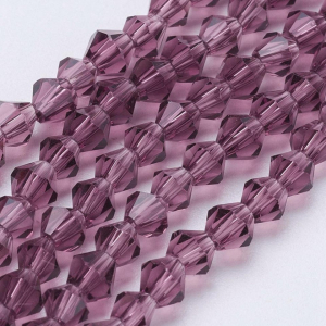 Margele sticla si cristal - Margele de sticla, bicon, old rose, imitatie de cristal Swarovski - 4 mm-1 bucata