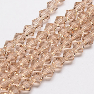 Margele sticla si cristal - Margele de sticla, bicon, peach puff, imitatie de cristal austriac - 4 mm-1 bucata