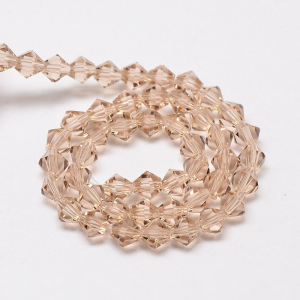 Margele de sticla, bicon, peach puff, imitatie de cristal austriac - 4 mm-1 bucata [1]