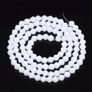 Margele de sticla, bicon, Alb mat Creamy White, imitatie de cristal austriac - 4 mm-1 bucata [1]