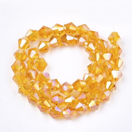 Margele de sticla, bicon, Portocaliu AB, imitatie de cristal Swarovski - 6 mm-1 bucata [1]