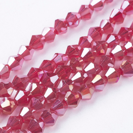 Imitatie Swarovski - Margele de sticla, bicon, Rosu inchis AB, 4 mm-1 bucata