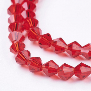 Margele de sticla, bicon, rosu transparent, imitatie de cristal austriac, 6 mm-1 bucata [1]