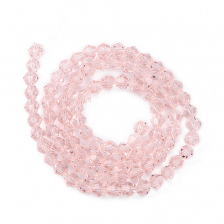 Margele de sticla, bicon, roz, imitatie de cristal austriac - 4 mm-1 bucata [1]