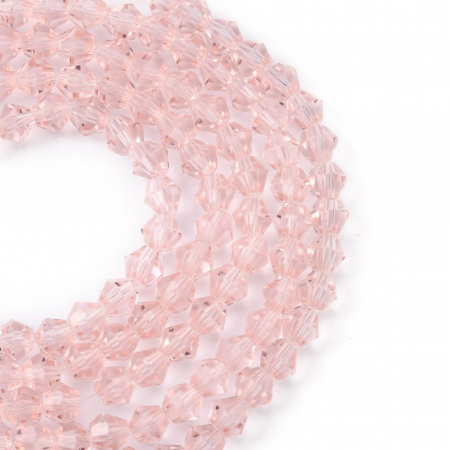 Margele sticla si cristal - Margele de sticla, bicon, roz, imitatie de cristal austriac - 4 mm-1 bucata