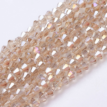 Margele sticla si cristal - Margele de sticla bicon, Bej, imitatie de cristal austriac - 4 mm-1 bucata