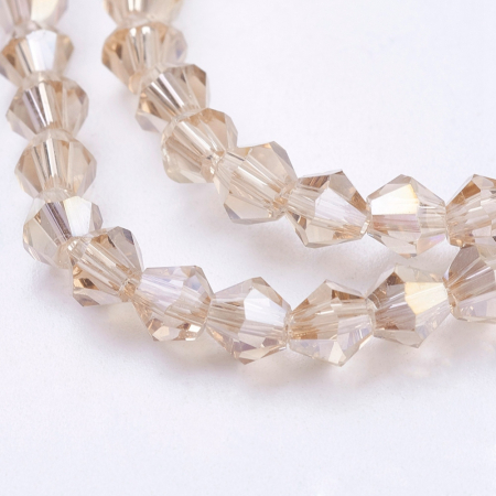 Margele de sticla bicon, Bej, imitatie de cristal austriac - 4 mm-1 bucata [1]