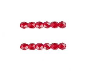 Czech Mates - Margele de sticla Cehia, fire polish, rotunde fatetate, transparent ruby red, 6 mm - 1 bucata