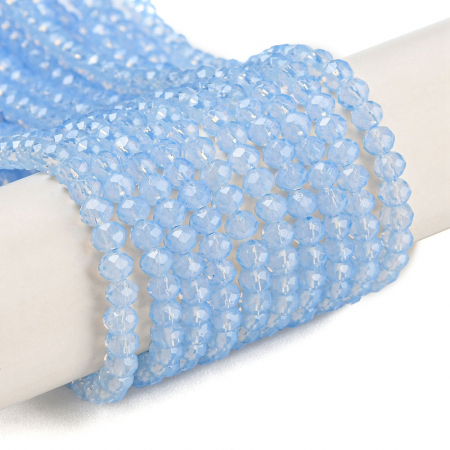 Margele sticla si cristal - Margele de sticla culoare Opalite Cornflower Blue, rondele fatetate, 3.5X2,5 mm, 1 buc