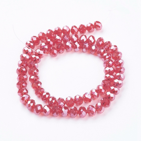 Margele de sticla electroplacata, rondele rosu AB - 6x4 mm - 1 bucata [2]