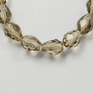 Lacrima - Margele de sticla, lacrima fatetata, gri - 6x4 mm-1 bucata