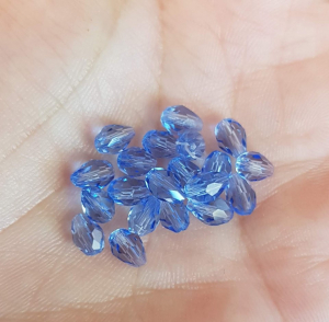 Margele de sticla, lacrima fatetata, light sky blue - 6x4 mm-1 bucata [1]