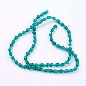Margele de sticla, lacrima fatetata, verde teal- 6x4 mm-1 bucata [2]
