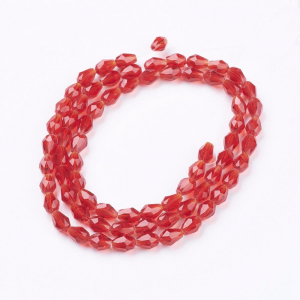 Margele de sticla, lacrima fatetata, rosu - 6x4 mm-1 bucata [2]