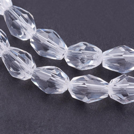 Lacrima - Margele de sticla, lacrima fatetata, transparenta - 6x4 mm-1 bucata
