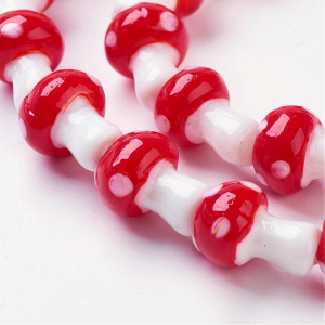 Lampwork - Margele de sticla lampwork, in forma de ciupercuta 15X10 mm, 1 bucata