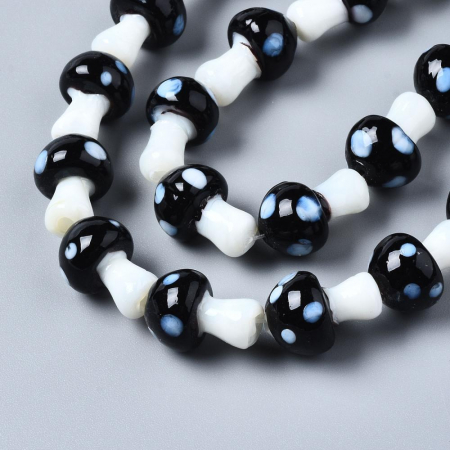 Margele de sticla lampwork, in forma de ciupercuta neagra, 16X12 mm, 1 bucata [1]