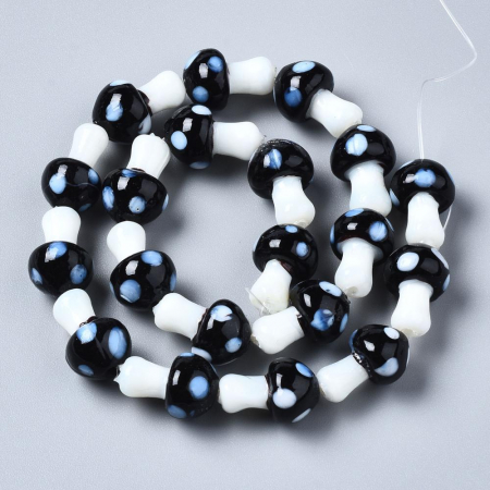 Margele de sticla lampwork, in forma de ciupercuta neagra, 16X12 mm, 1 bucata [3]