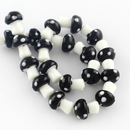 Margele de sticla lampwork, in forma de ciupercuta neagra, 16X12 mm, 1 bucata [2]