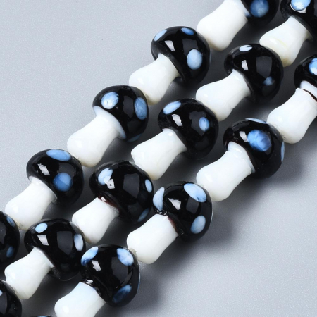 Margele de sticla lampwork, in forma de ciupercuta neagra, 16X12 mm, 1 bucata [4]
