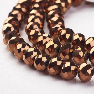 Margele de sticla maro, electroplacate, cuprate  - 6x4 mm - 1 bucata [1]