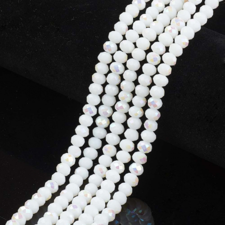 Margele de sticla, rondele fatetate, cristale alb Half Rainbow Plated White - 6x5 mm - 1 bucata [1]