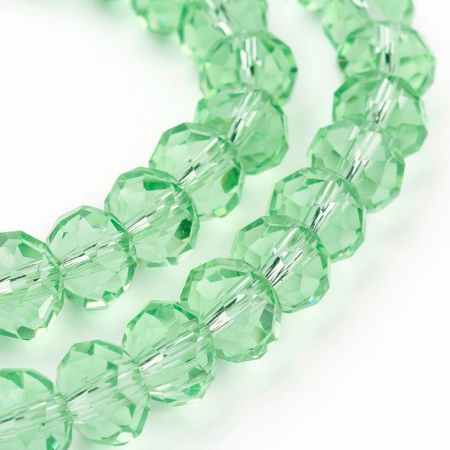 Margele de sticla, rondele fatetate, cristale verde deschis - 6x4 mm - 1 bucata [3]