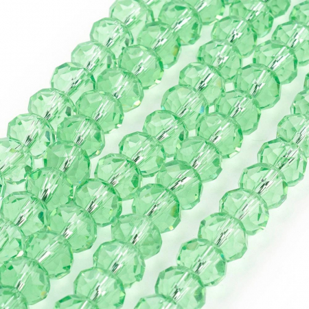 Margele de sticla, rondele fatetate, cristale verde deschis - 6x4 mm - 1 bucata [2]