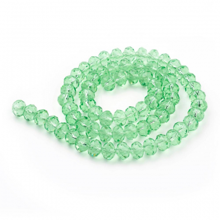 Margele de sticla, rondele fatetate, cristale verde deschis - 6x4 mm - 1 bucata [1]