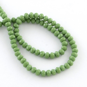 Margele de sticla, rondele fatetate, cristale verde galbui mat - 6x4 mm - 1 bucata [1]