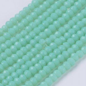 Margele - Margele de sticla aquamarine, imitatie de jad,  3x2 mm - 1 bucata