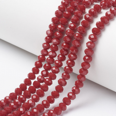 Margele - Margele de sticla rosu grena, imitatie de jad, 4x3 mm, 10 siraguri de aproximativ 1200 bucati