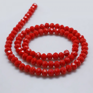 Margele de sticla rosu mat, imitatie de jad, - 4x3 mm - 1 bucata [1]