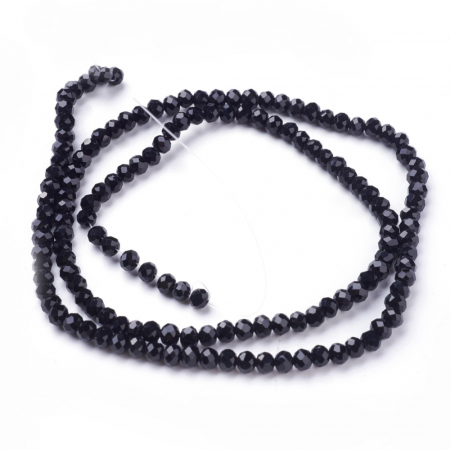 Margele de sticla, rotunde fatetate, 4 mm, negru, 1 bucata [1]