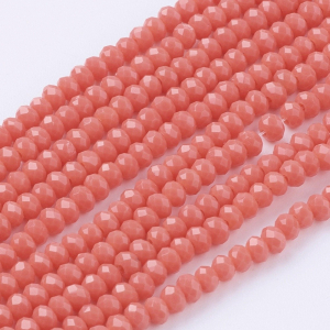 Margele - Margele de sticla somon, imitatie de jad,  3x2 mm - 1 bucata