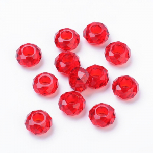 Diverse - Margele de sticla tip Pandora, cu gaura larga de 5 mm, culoare rosie,14X8 mm, 1 bucata