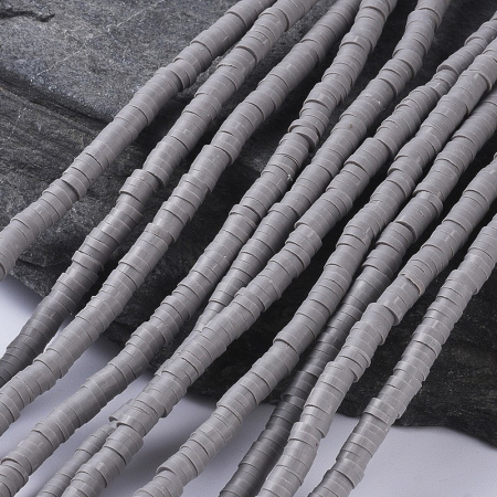 Margele din lut polimeric, handmade, disc, heishi, 4X1 mm, Gri, 1 sir [1]