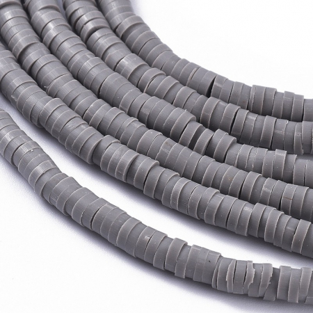 Margele din lut polimeric, handmade, disc, heishi, 4X1 mm, Gri, 1 sir [3]