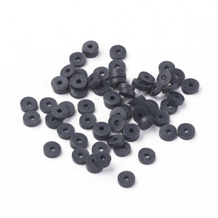 Margele din lut polimeric, handmade, disc, heishi, 4X1 mm, Negru , 1 sir [1]