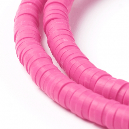 Margele din lut polimeric, handmade, disc, heishi, 4X1 mm, Camellia, 1 sir [1]