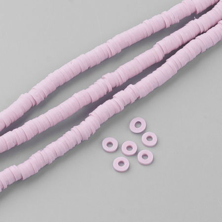 Margele din lut polimeric, handmade, disc, heishi, 4X1 mm, Roz Indian Pink, 1 sir [1]