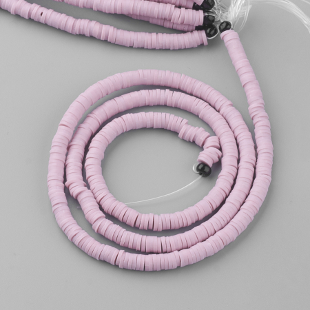 Lut polimeric - Margele din lut polimeric, handmade, disc, heishi, 4X1 mm, Roz Indian Pink, 1 sir