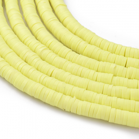 Margele din lut polimeric, handmade, disc, heishi, 4X1 mm, Galben Champagne Yellow, 1 sir [2]