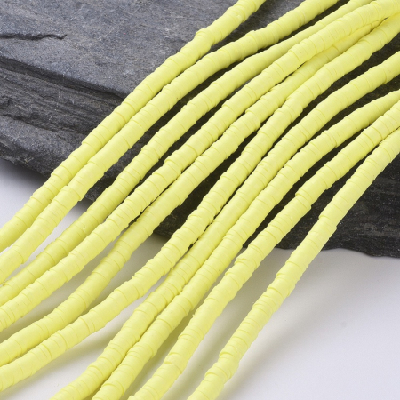 Margele din lut polimeric, handmade, disc, heishi, 4X1 mm, Galben Champagne Yellow, 1 sir [1]
