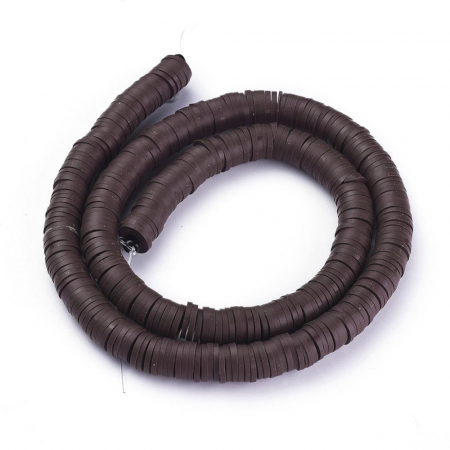 Margele din lut polimeric, handmade, disc, heishi, 4X1 mm, Maro Saddler Brown, 1 sir [2]