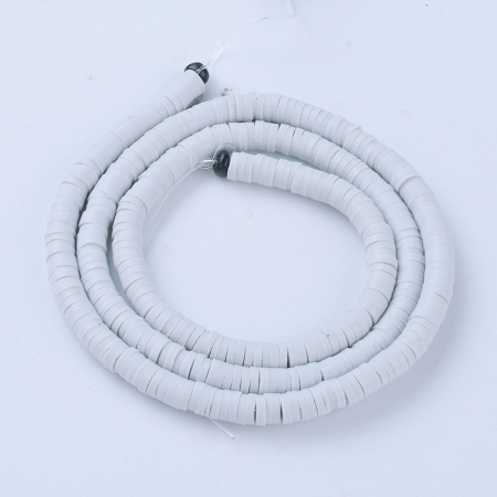 Margele din lut polimeric, handmade, disc, heishi, 4X1 mm, Gri Deschis, 1 sir [3]