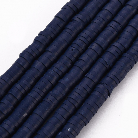 Margele din lut polimeric, handmade, disc, heishi, 4X1 mm, Albastru Midnight Blue , 1 sir [2]