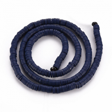 Lut polimeric - Margele din lut polimeric, handmade, disc, heishi, 4X1 mm, Albastru Midnight Blue , 1 sir